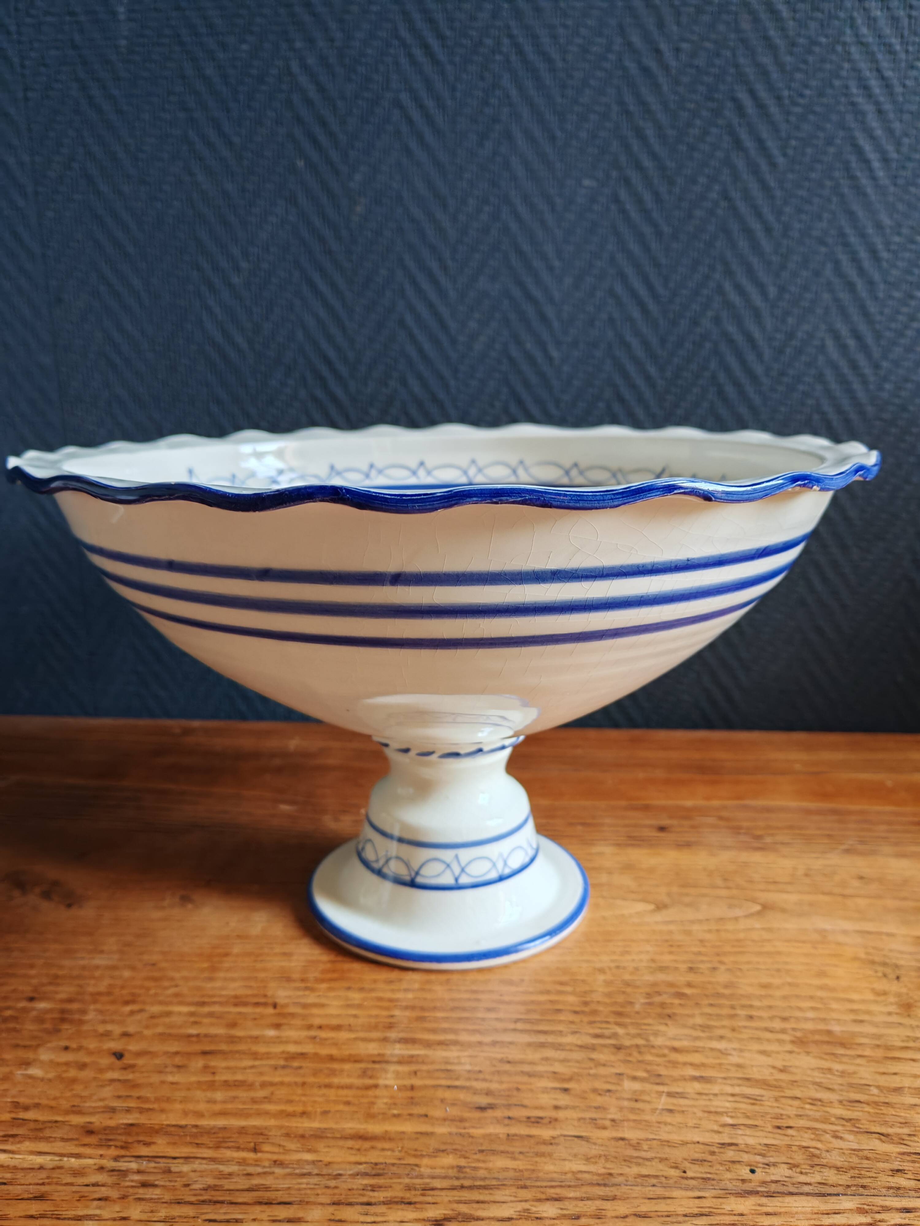 Blue and White Footed Faience Bowl
