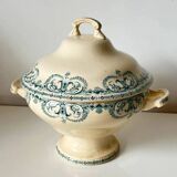 Antique soup tureen, Terre de Fer – blue decoration – Caiffa planters "Garland" 19th century