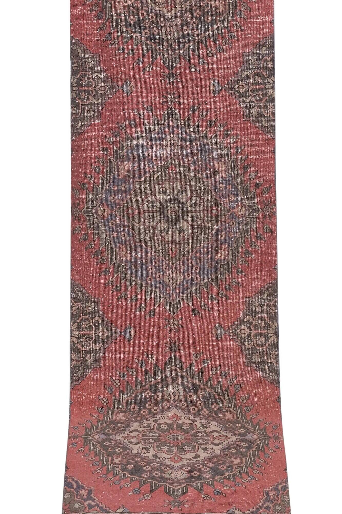 Vintage Turkish hallway rug 101x404 cm