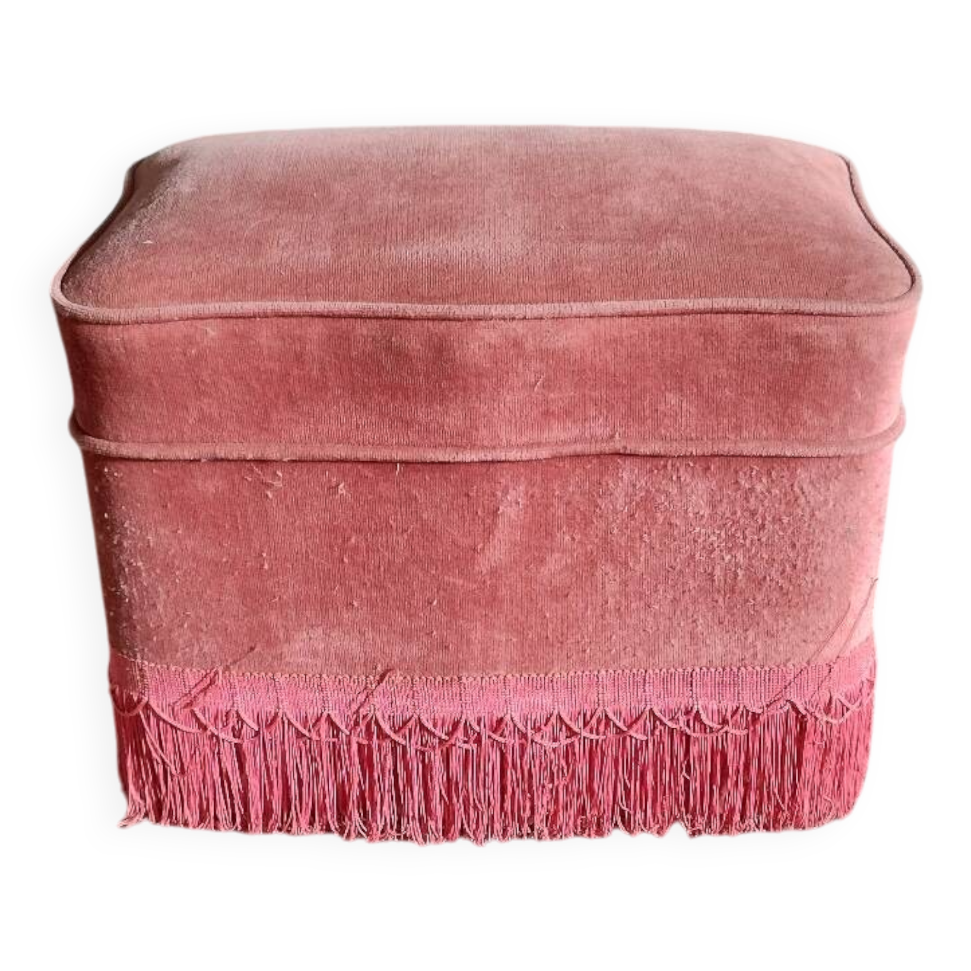 Pink velvet toad pouf