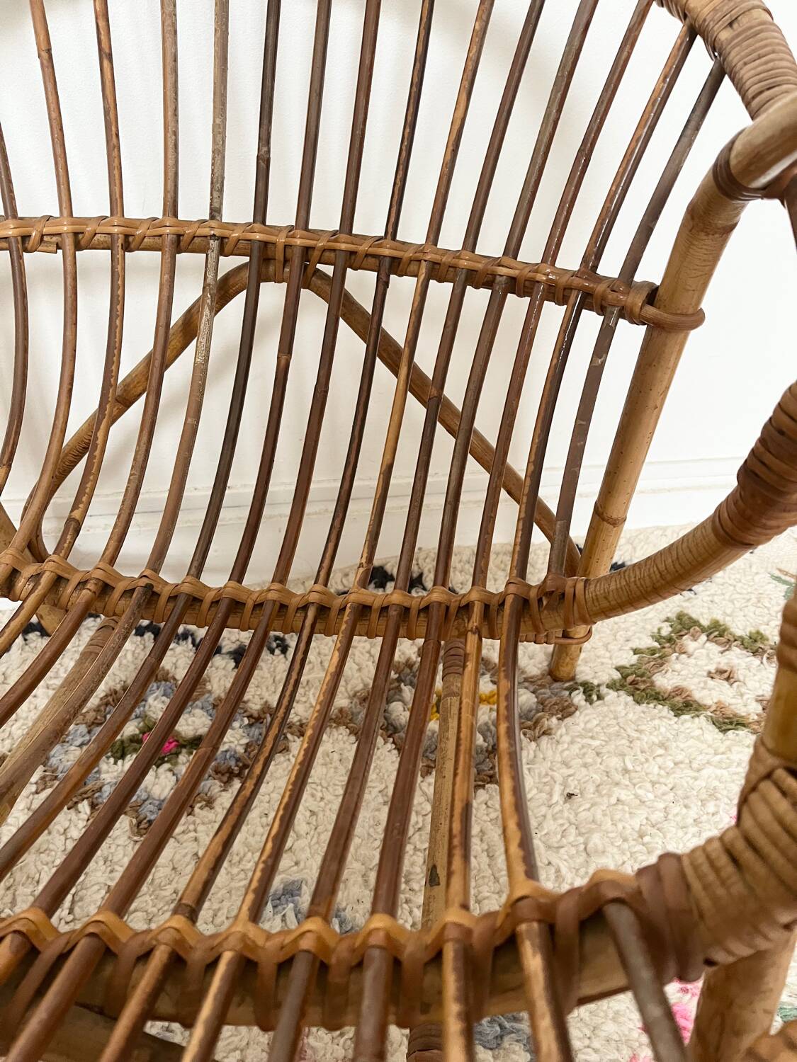Pair of vintage rattan armchairs