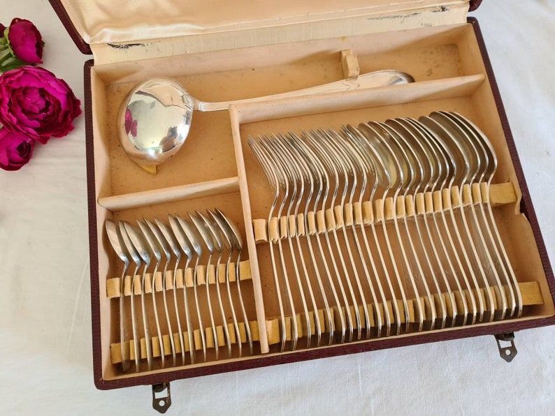 Housewife old cutlery in silver metal X12 people