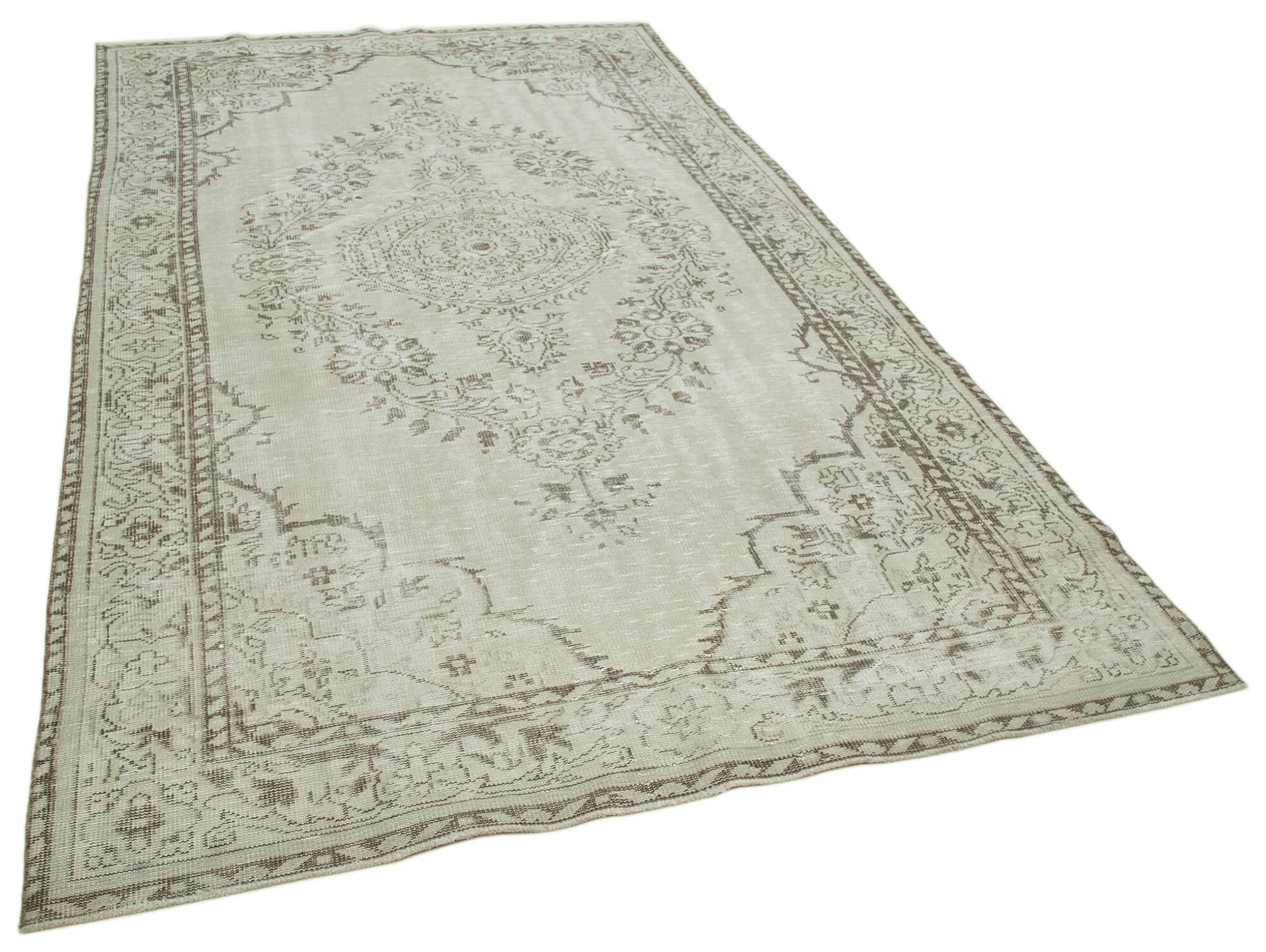 Handwoven unique anatolian beige carpet 192 cm x 316 cm