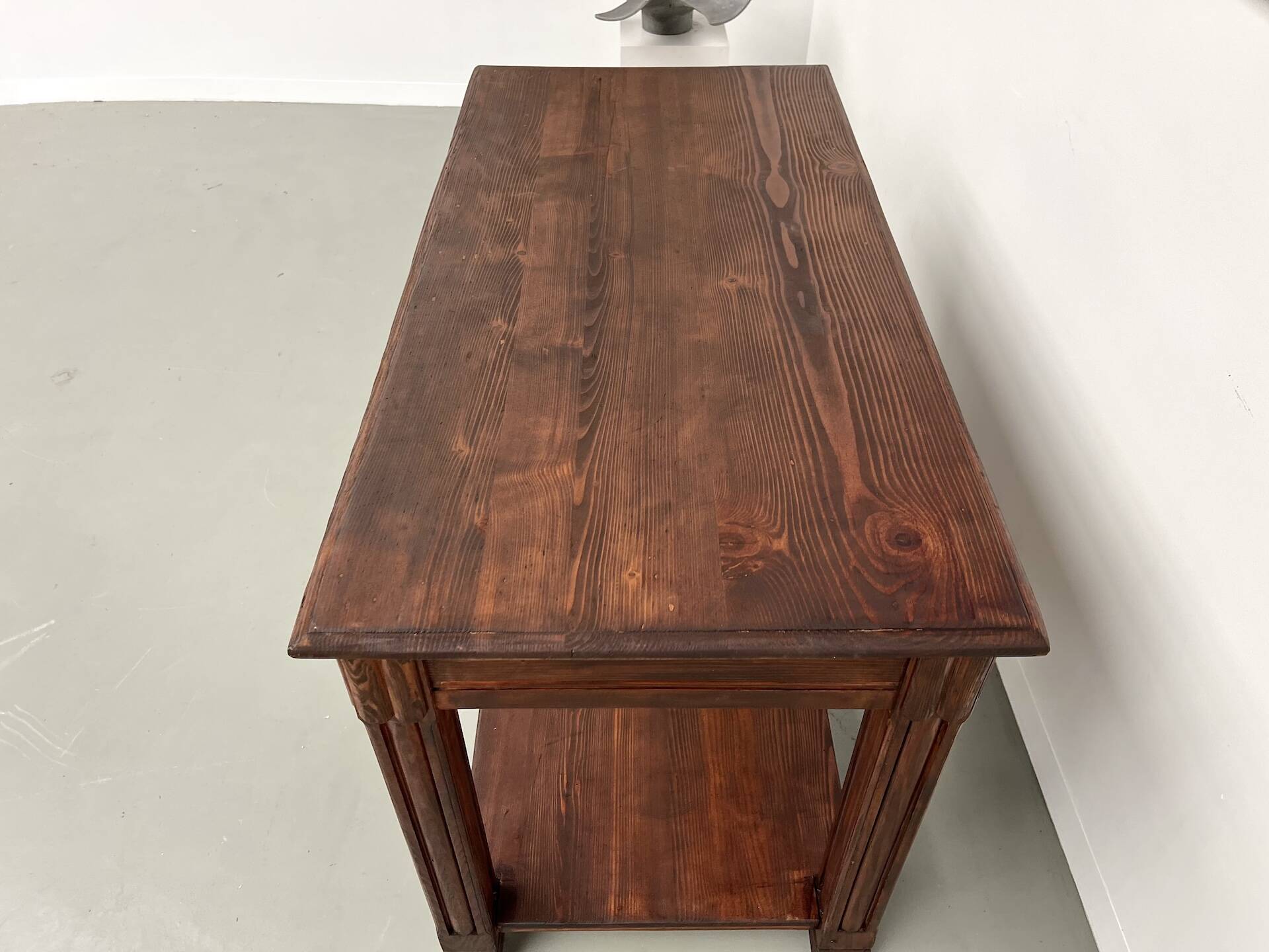 Small pine drapery table from the 1950s