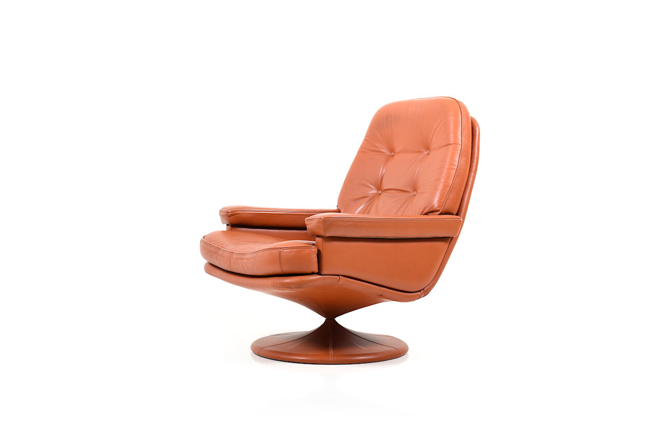 1970 s scandinavian leather swivel lounge armchair