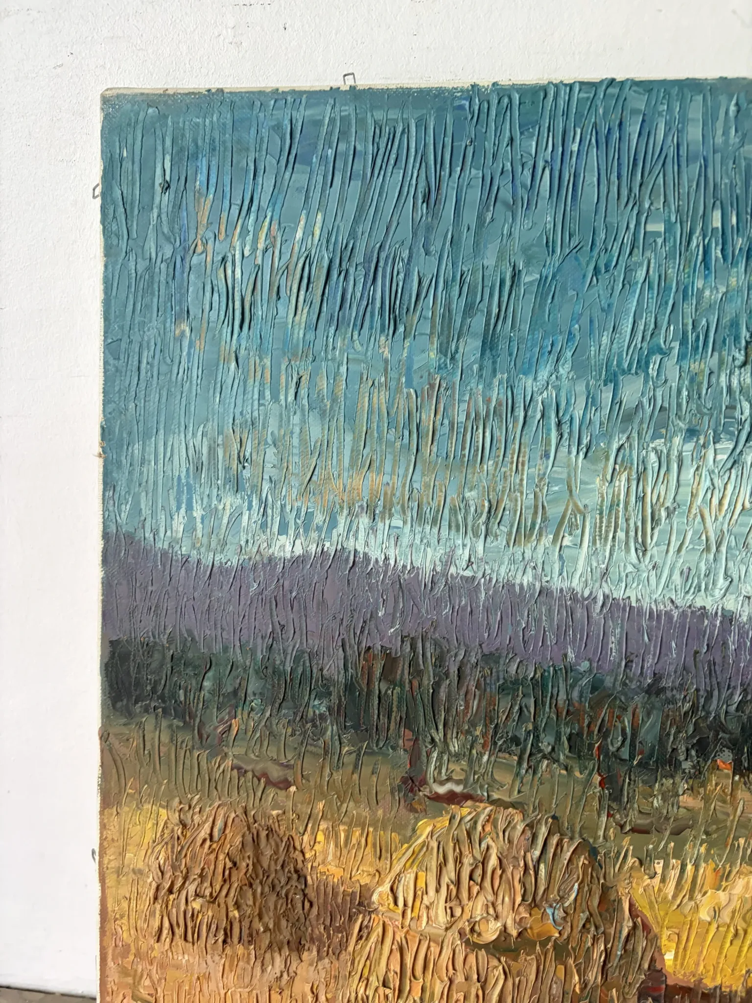 Haystacks, knife oil signed