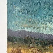 Haystacks, knife oil signed