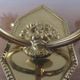 Series of 4 art deco sconces to lions in solid golden brass 40s 50s