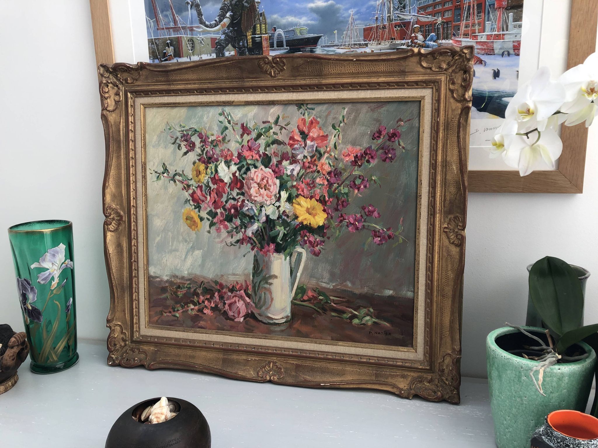 Still life bouquet of flowers oil painting