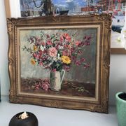 Still life bouquet of flowers oil painting