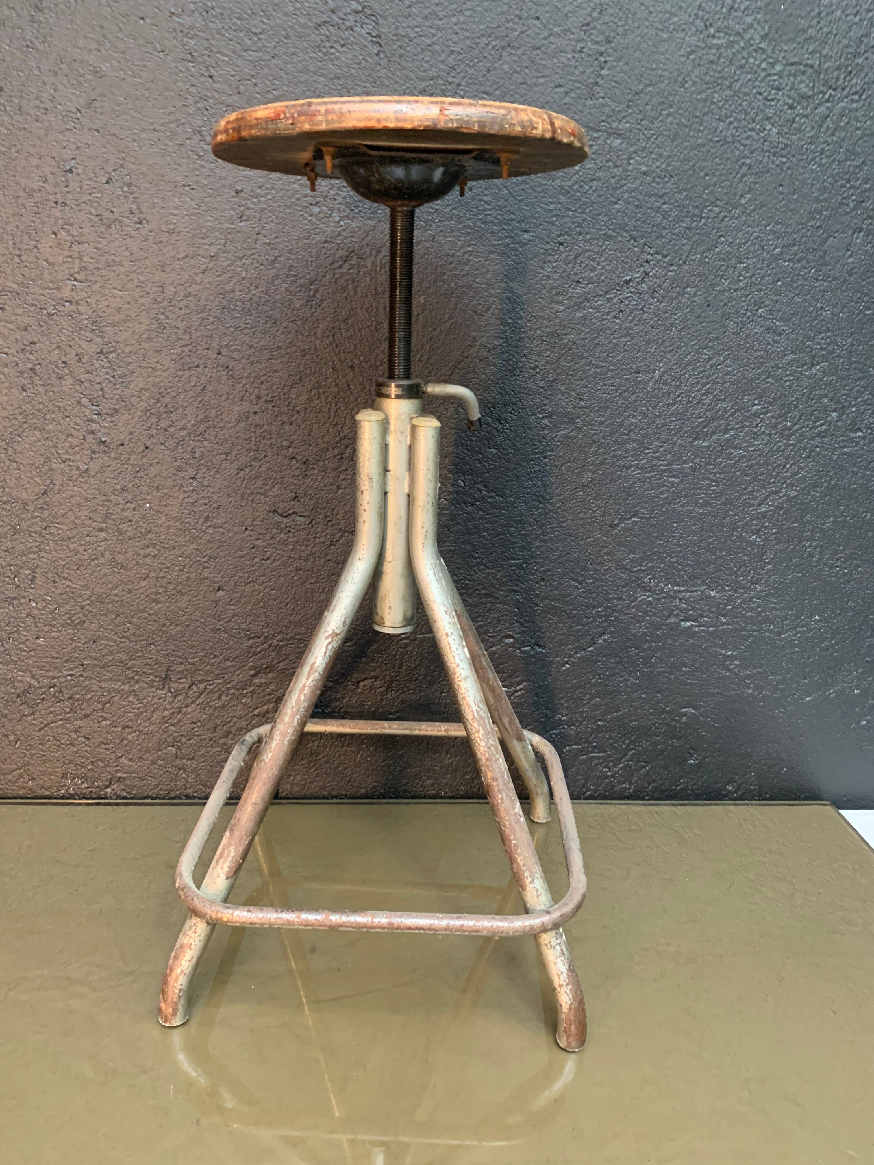 Old adjustable workshop stool