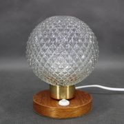 Pair of mid-century glass and wood table lamps, Czechoslovakia, 1970s