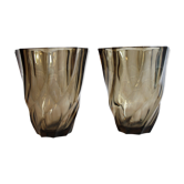Duo de vase en verre fumé Luminarc circa 70