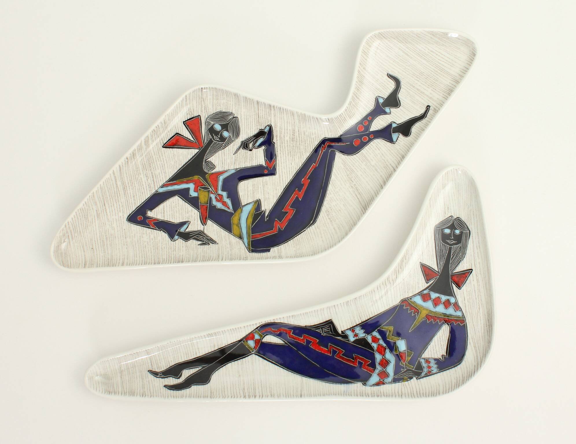 Pair of free-form dishes from Sesto di Fiamma, Italy, 1950s