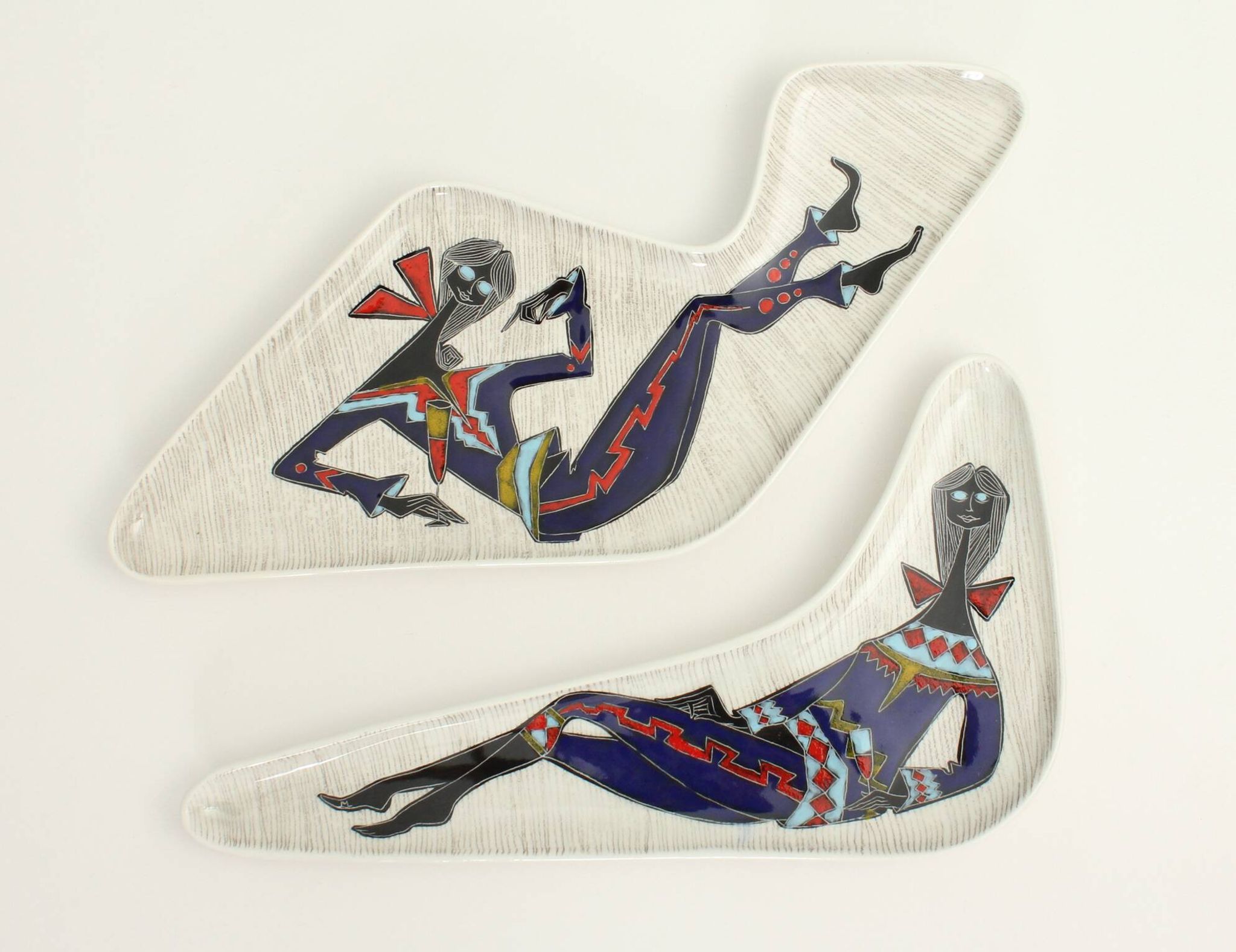 Pair of free-form dishes from Sesto di Fiamma, Italy, 1950s