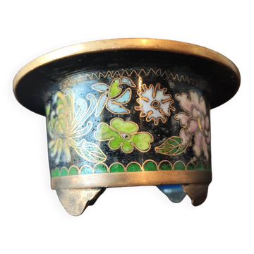 Vintage Chinese bowl in cloisonné enamel on four feet