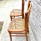 Pretty pair of 1950s bistro chairs with cane seats