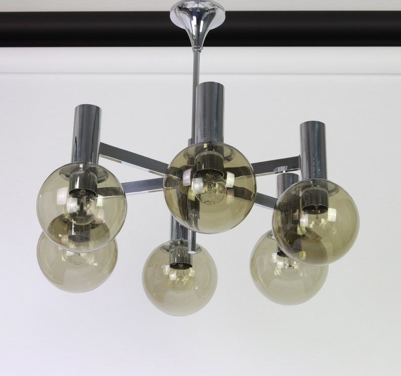 Six-light brass chandelier Italy 1960s