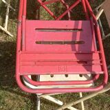 Set of folding metal chairs
