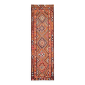 1970s Vintage Turkish Hand-Knotted Wool Cotton Purple Runner Rug 96x322