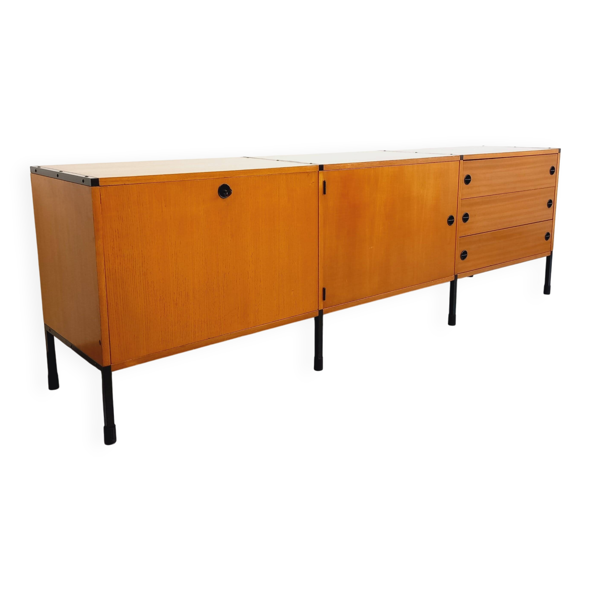 Large vintage modernist low sideboard ARP Minvielle by Guariche Mortier