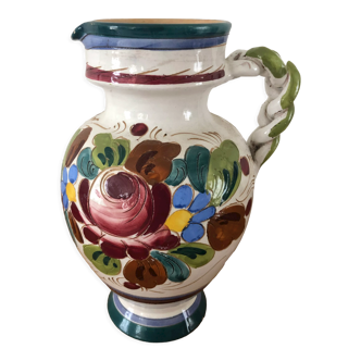 Italian majolica ceramic pitcher / jug signed