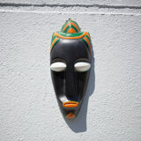 African polychrome faience mask from the Claude Tabet workshop, wall decoration, 50/60's