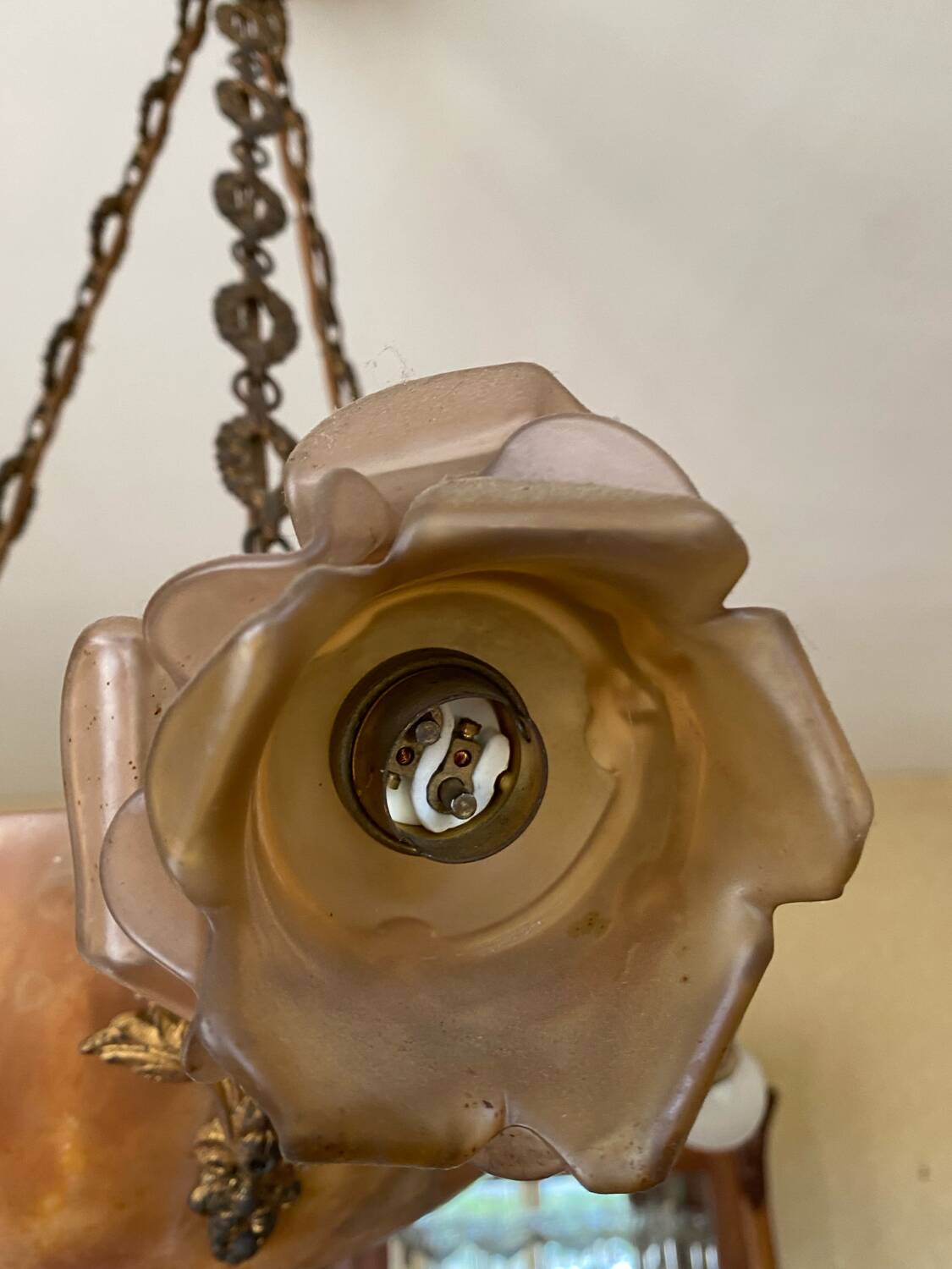 Art deco alabaster pendant light