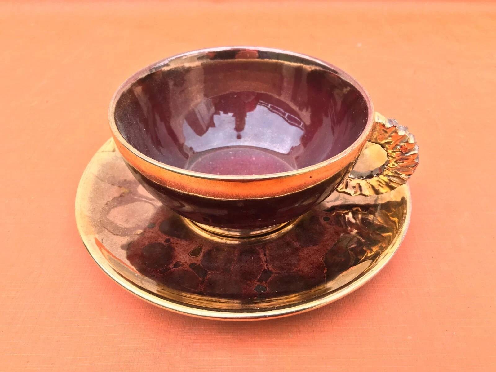 1960s Ceramic Breakfast Cup / Saucer in the Vallauris Style
