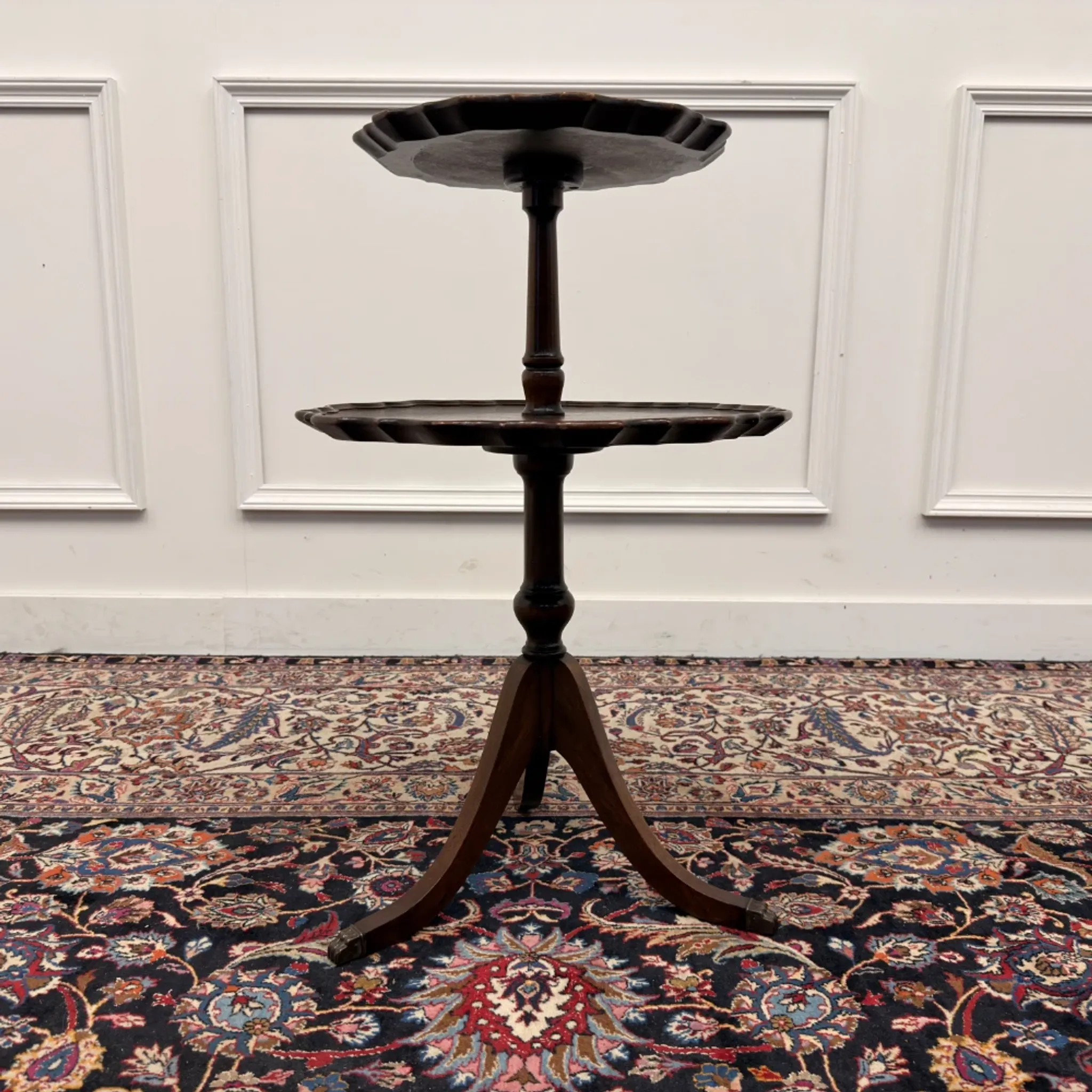 antique English two-tier dessert table