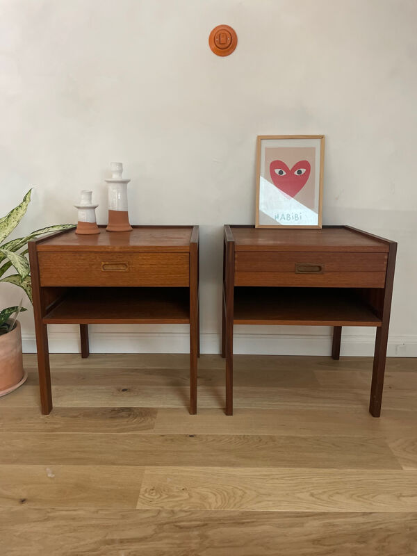 Paire de chevets vintage teck – Gillis Lundgren “System” – IKEA 1960