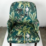 Austrian Thonet armchair from the mid-century with green "Ape" fabric upholstery.