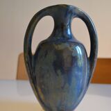 Iridescent Pierrefonds stoneware amphora vase, Art Deco, 1930, signed