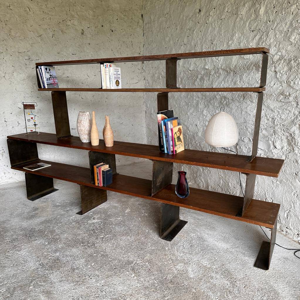 étagère/ bibliothèque métal et bois, XXe