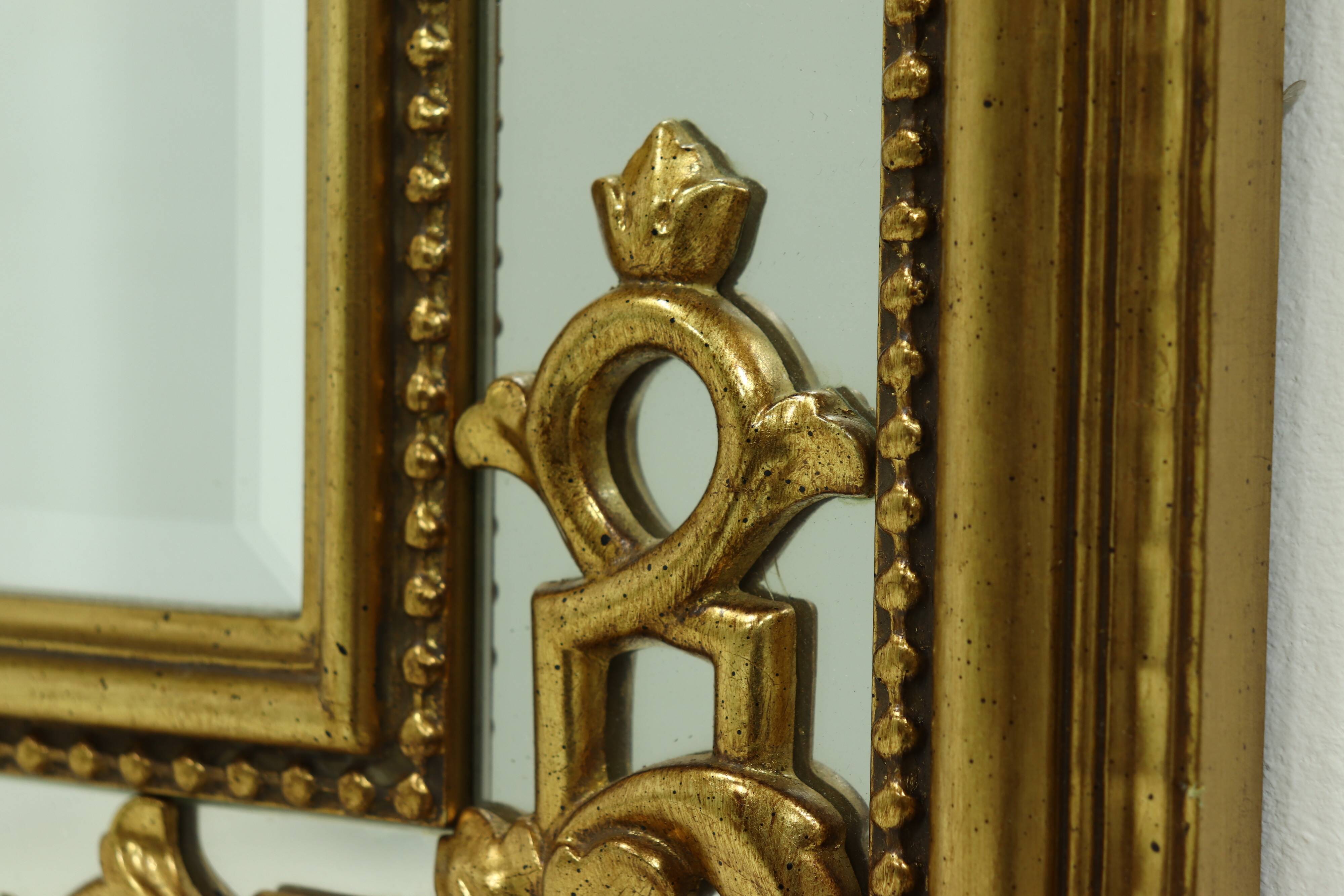 Large Decorative Gold Plated Mirror by Deknudt Belgium 1980s