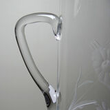 Old crystal/pulled glass pitcher engraved with floral decoration, Europe 1920-1930