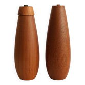 Set de moulin à poivre et de salière en teck restauré par Wiggers / années 1960 / design danois moderne du milieu du siècle