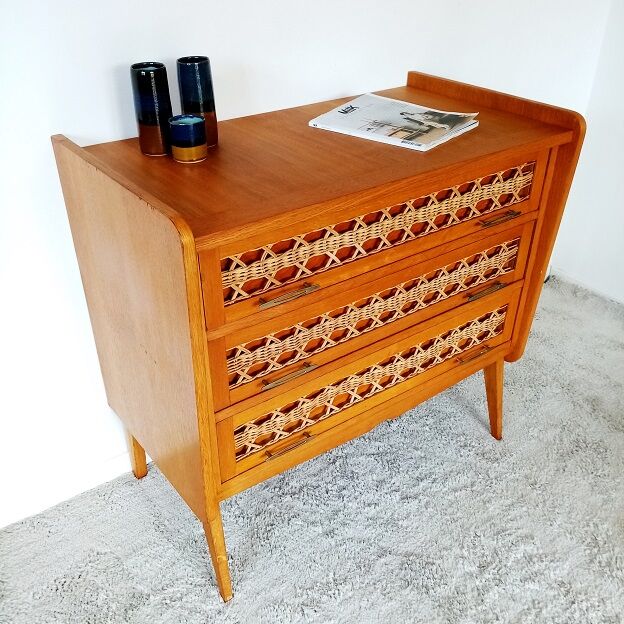 Vintage rattan dresser of 50 years