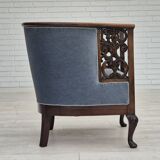 Années 1950, chaise longue danoise, état d'origine, meuble en laine bleu clair.