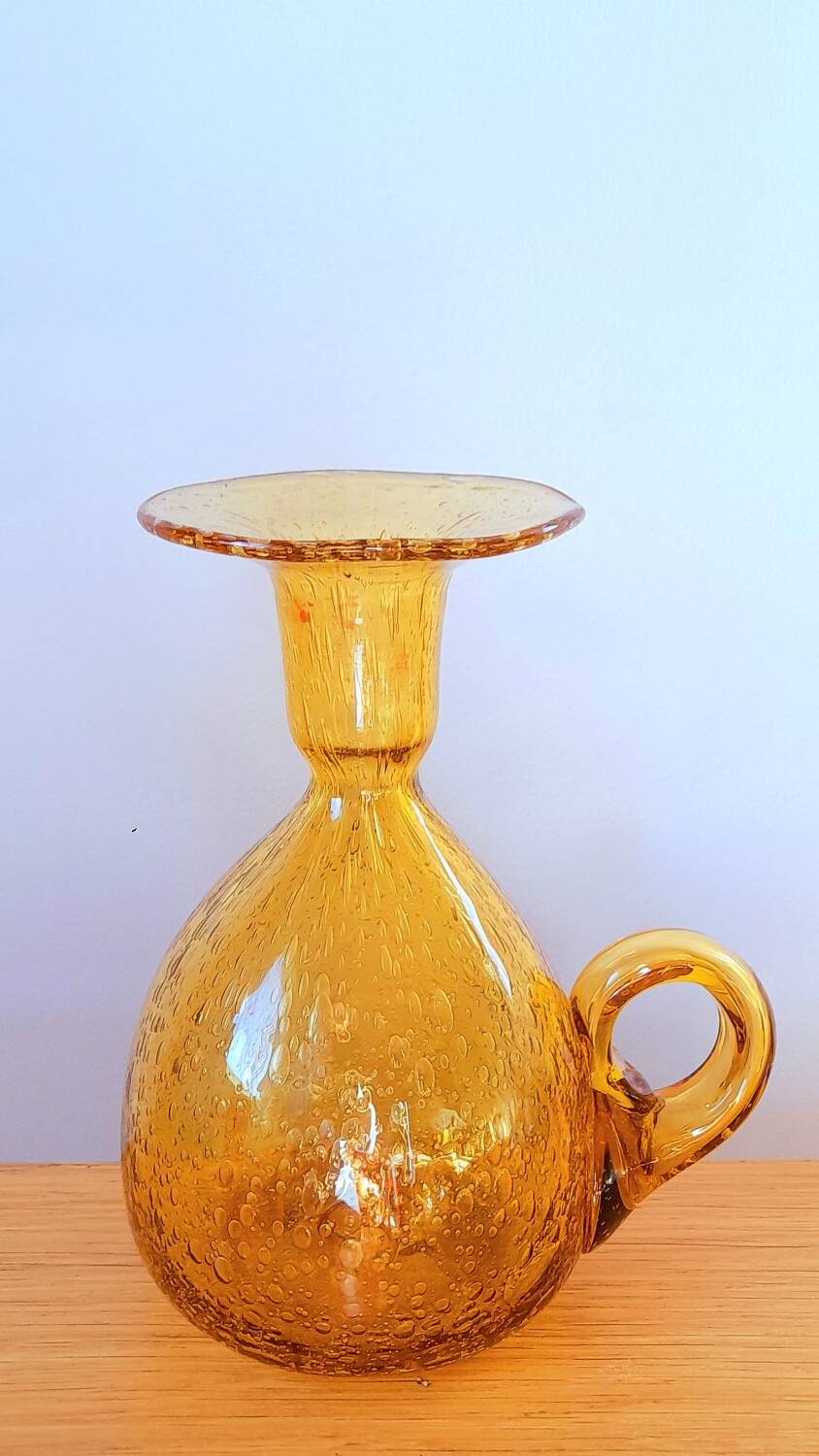 Riom bubble blown glass candle holder, 1960