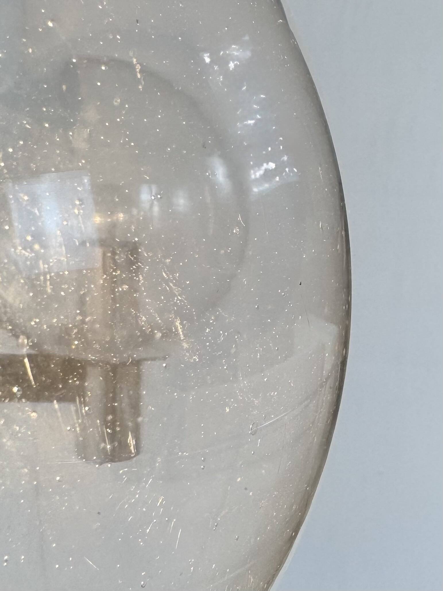 Pair of vintage XL wall lights, chrome metal and bubble glass, France, 1970.