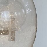 Pair of vintage XL wall lights, chrome metal and bubble glass, France, 1970.