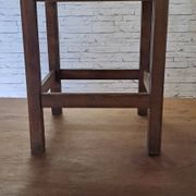 Stained brown wood stool 1940 with locker extra furniture decoration kitchen workshop veranda