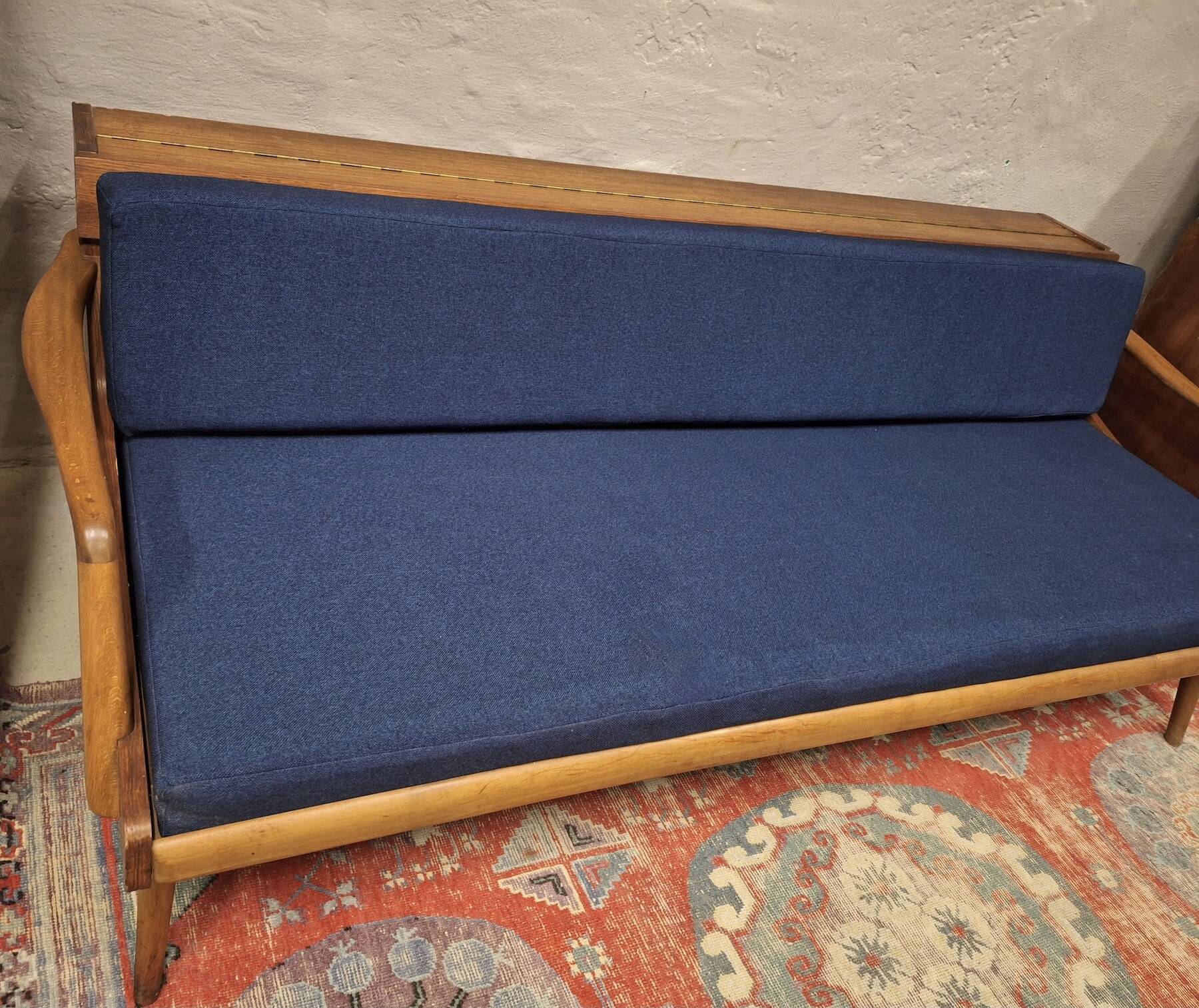 Danish teak convertible daybed sofa with backrest compartment, 1960s