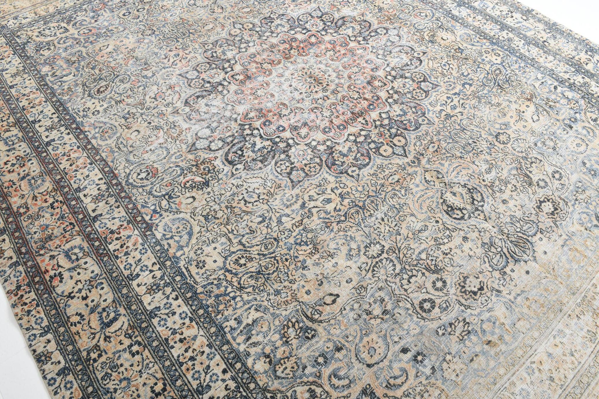 Tapis persan classique antique bleu clair 10x13, 296x386 cm