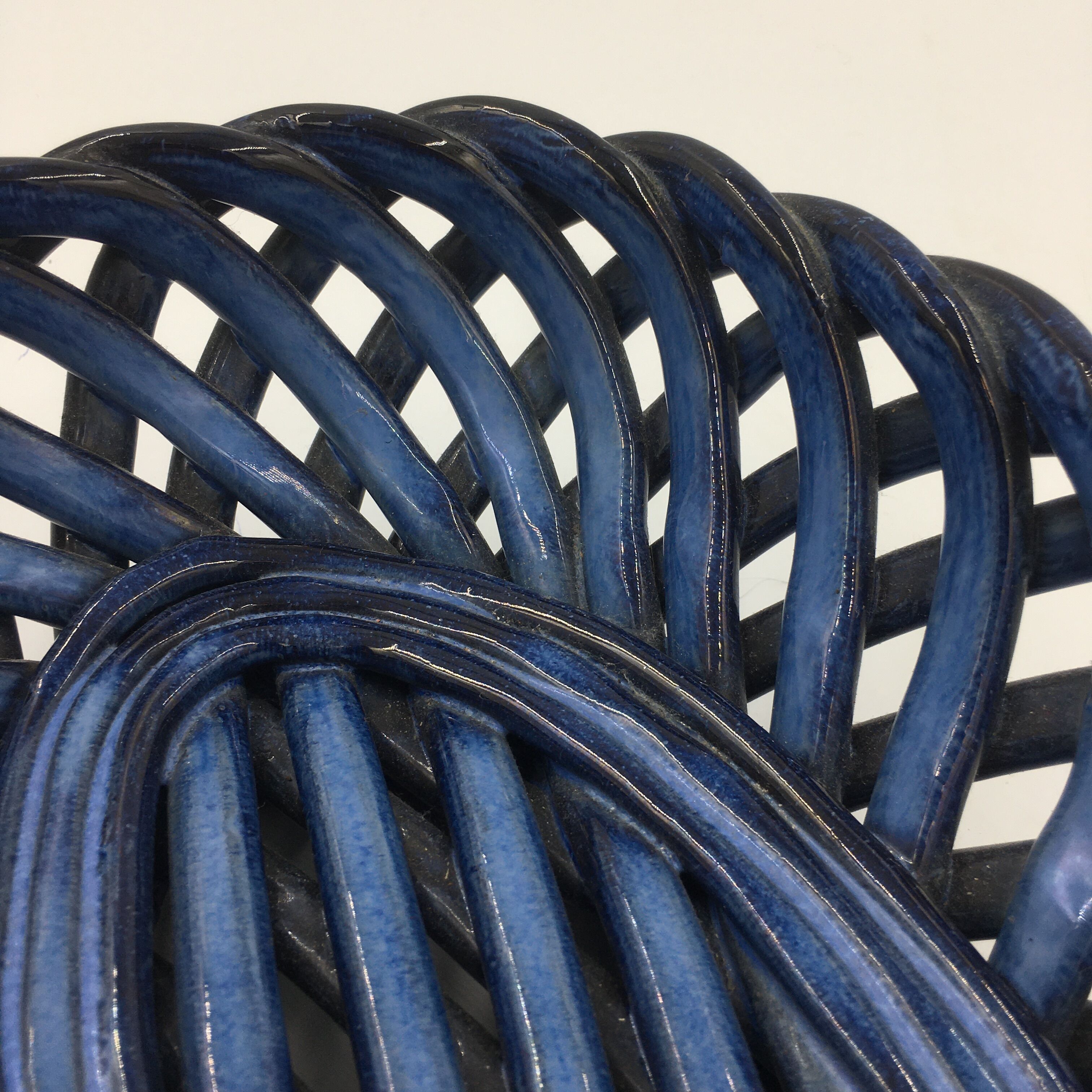 Basket, blue ceramic fruit basket