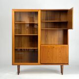 Vintage Teak Highboard Shelf Display Cabinet by Omann Jun 60s Danish Design