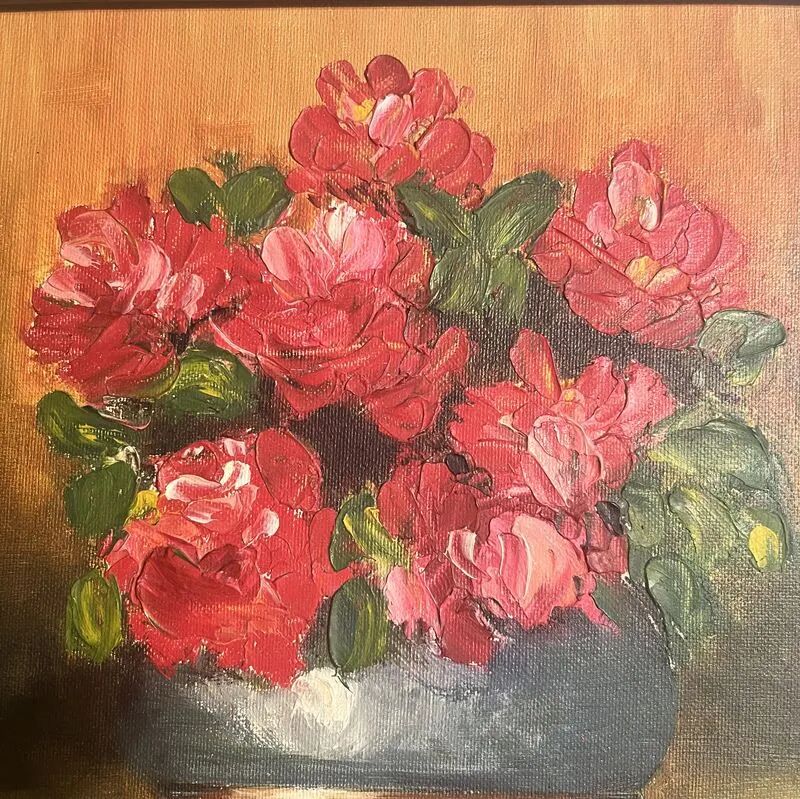 Tableau ancien bouquet de fleurs