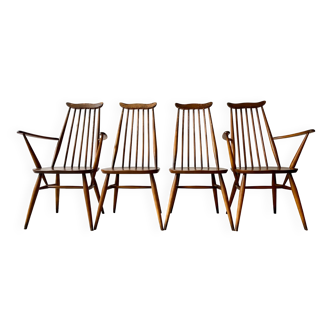 Set de 4 chaises de salle à manger en bois par Ercol