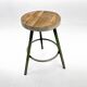 Tabouret trépied industriel vintage en acier et bois, 1950